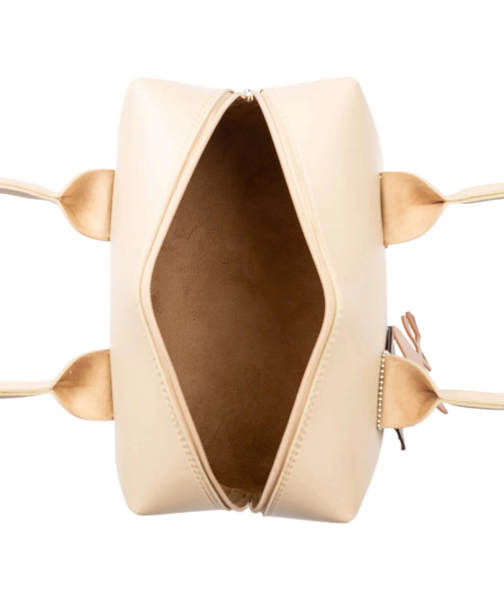 Beige mini bowling bag