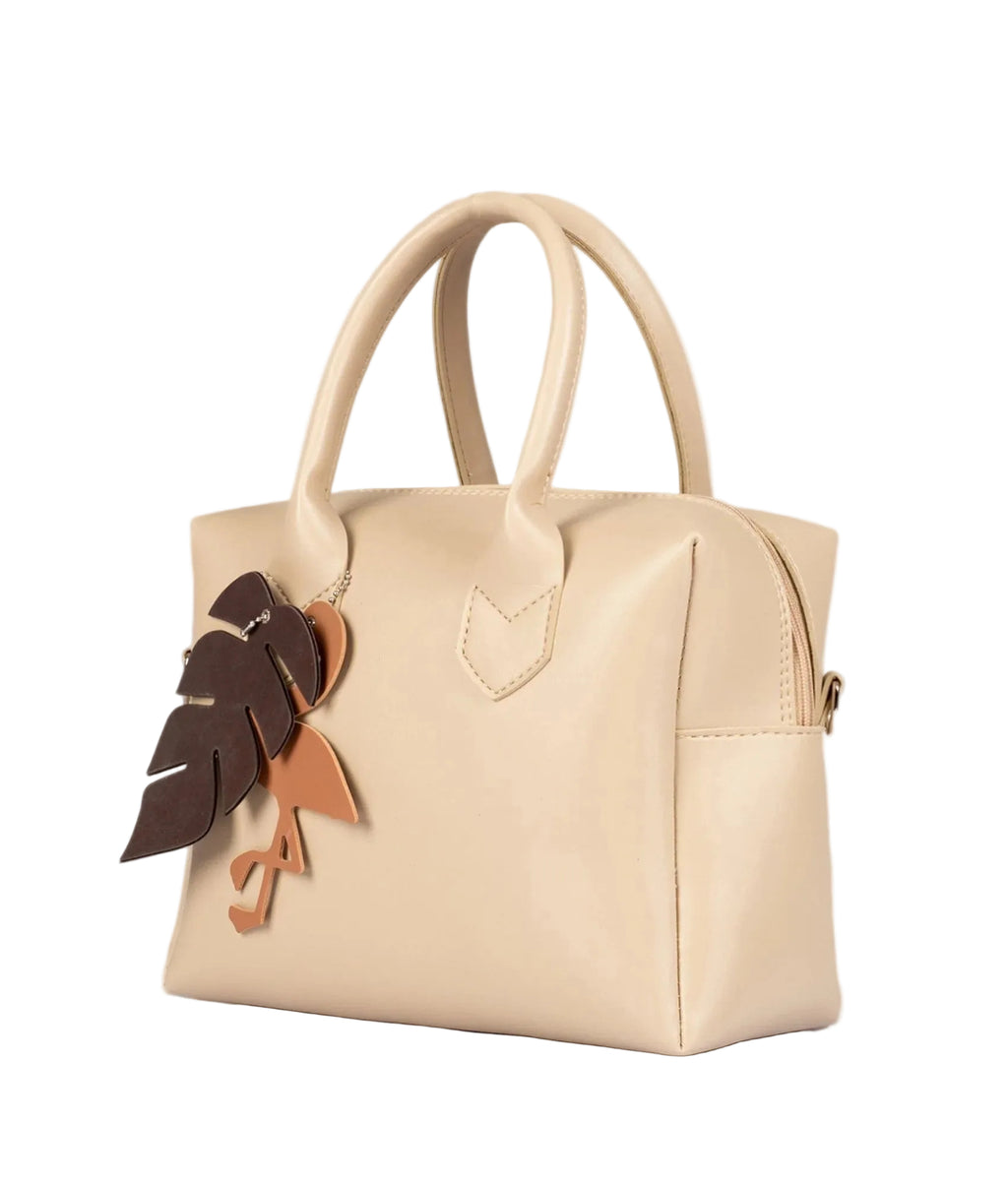 Beige mini bowling bag