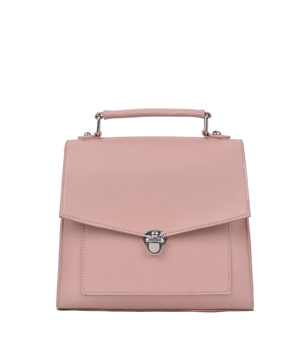 Pink push-lock messenger bag