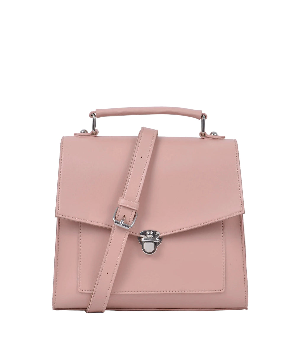 Pink push-lock messenger bag