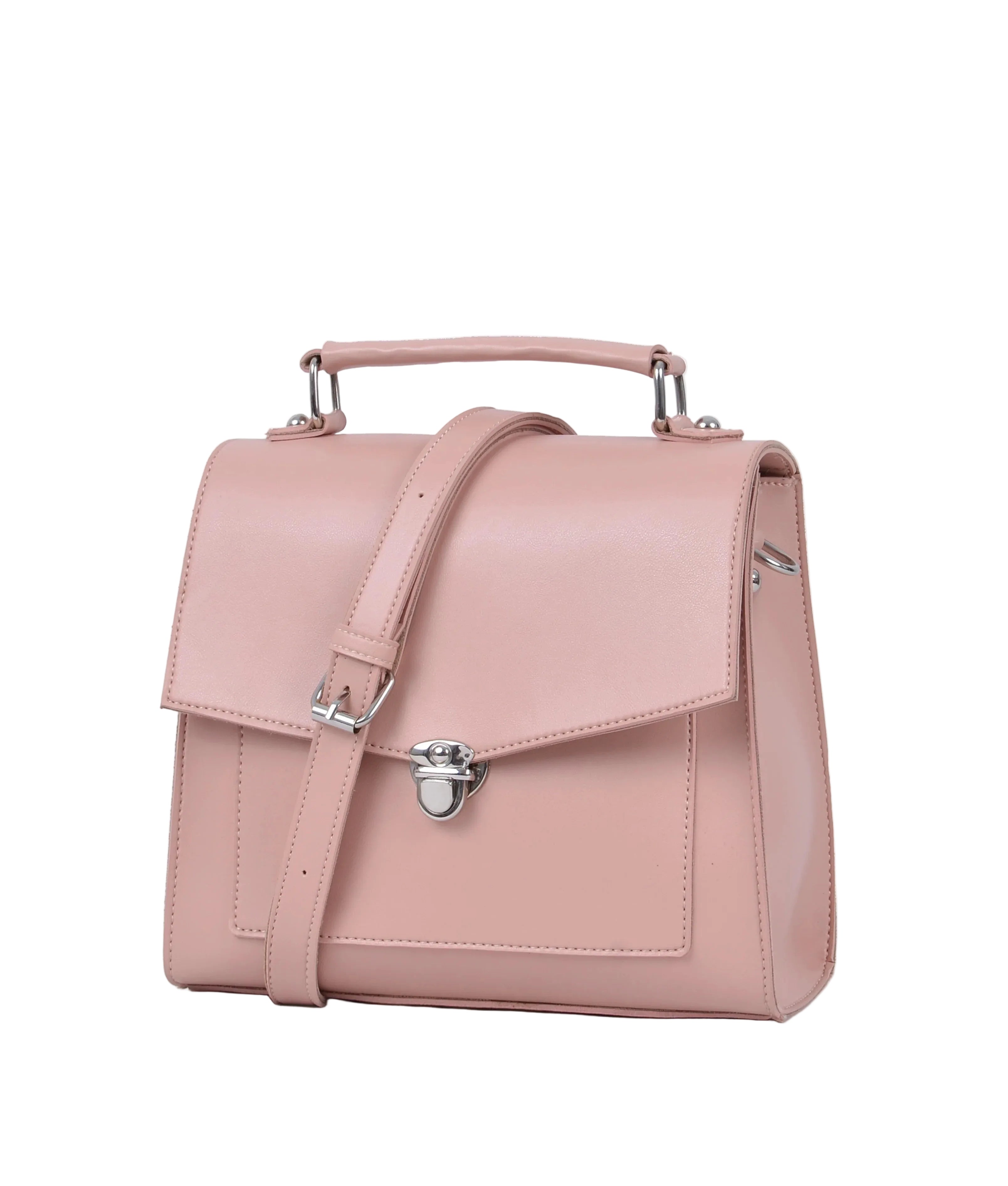 Pink push-lock messenger bag