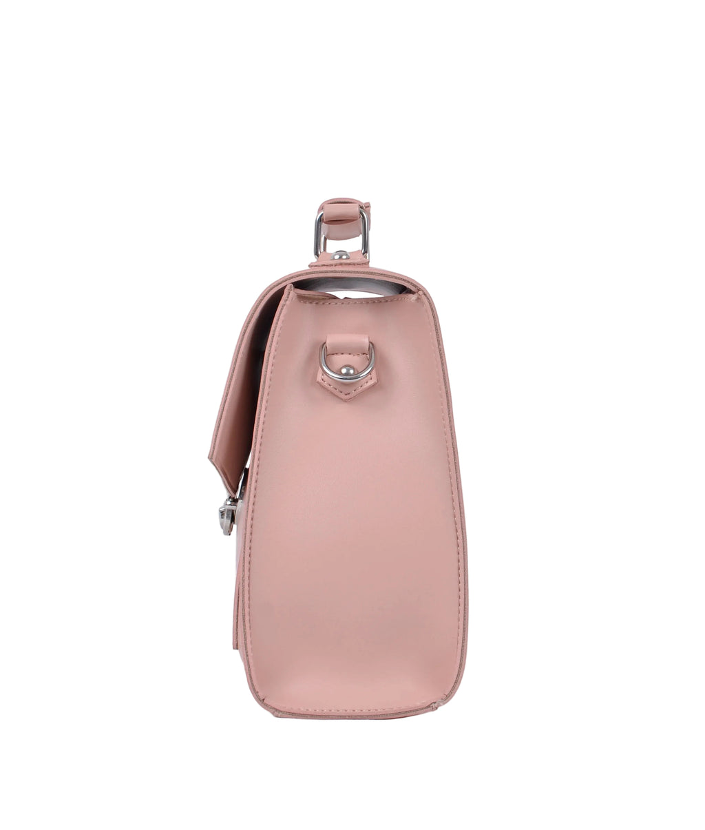 Pink push-lock messenger bag