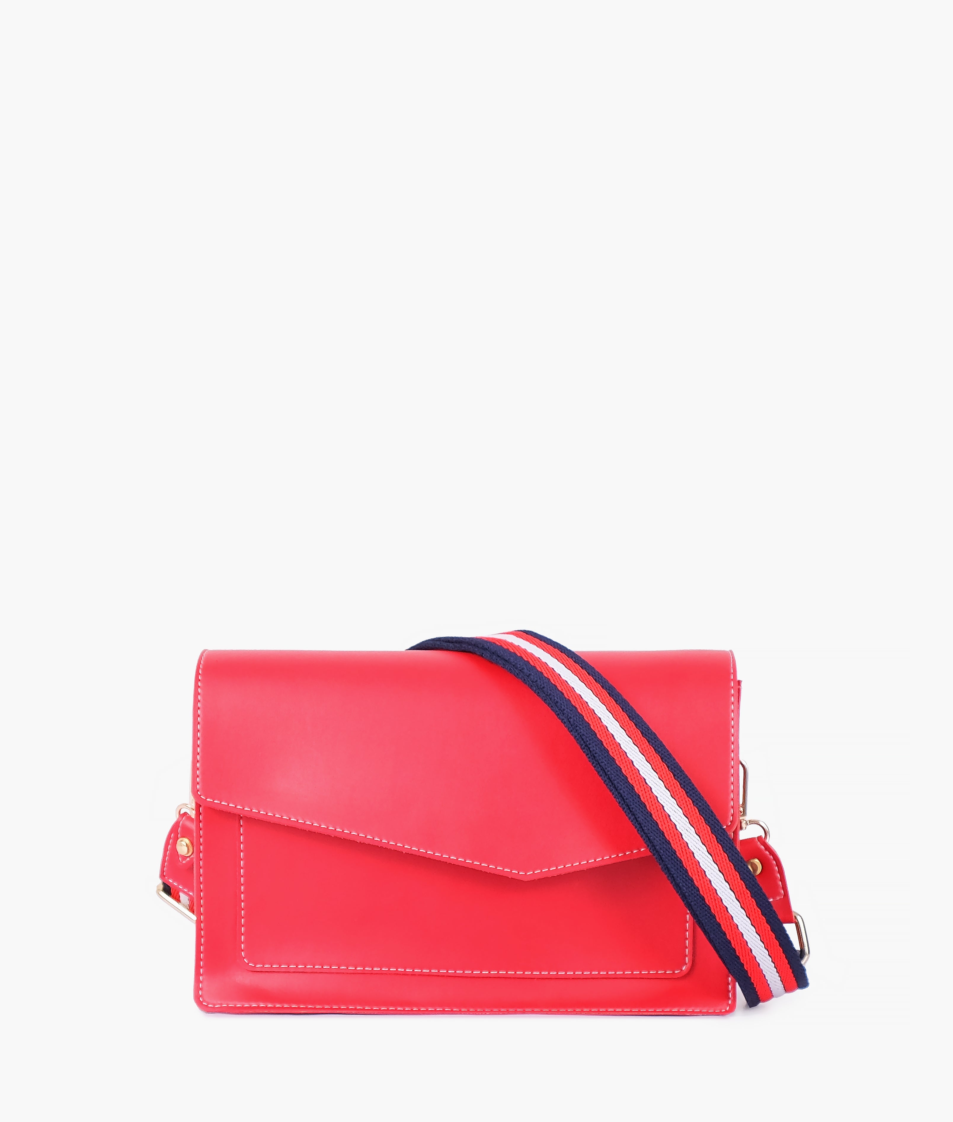 Red half flap cross-body bag